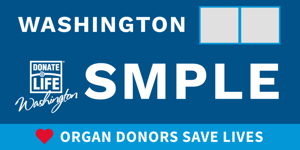 Washington organ donation license plate